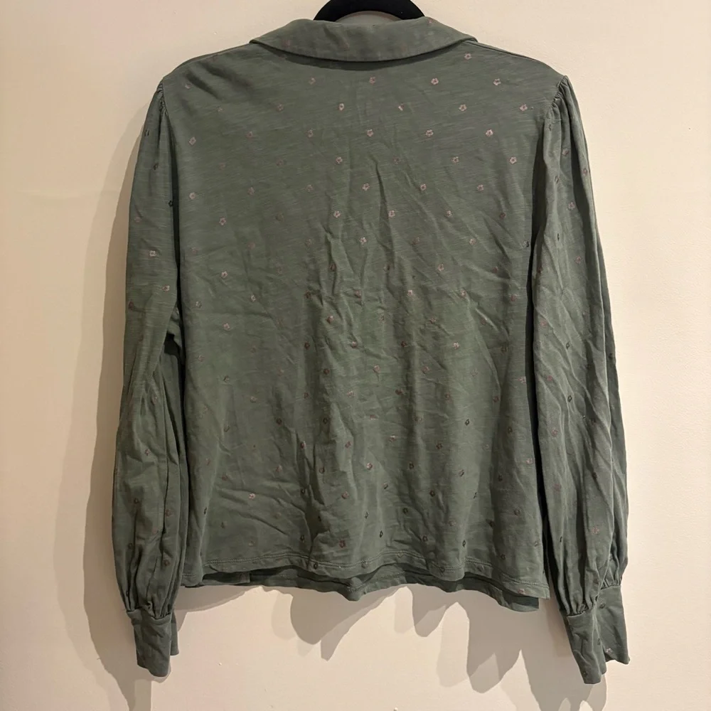 Boden Olive Green V-Neck Long Sleeve Blouse